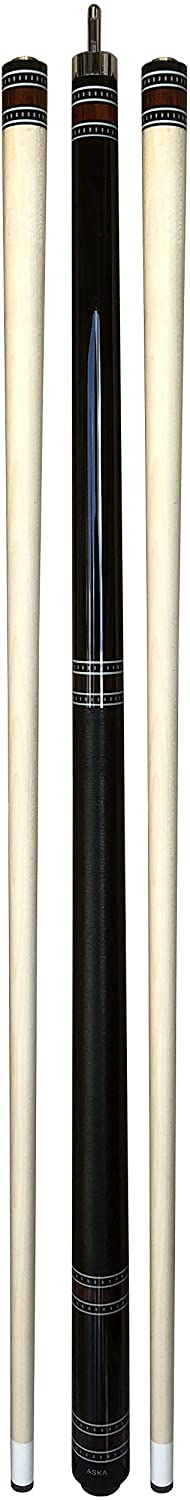 ASKA A1 Pool Cue Stick, Stained Maple Butt, Index Rings, Irish Linen Wrap, Two Quick Release Shafts, 12.75mm Tip, 19-Ounce (Black Stained Maple) A1BLK