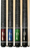 ASKA Set of 4 L9 Pool Cue Sticks 58", 2-Piece Construction, 5/16x18 Joint, Hard Rock Canadian Maple, 13mm Hard Glued On Tip, Mixed Weights and Colors, L9S4