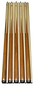 Set of 5 Aska SP1 Malaswood Sneaky Pete Billiard Pool Cue Sticks, 58" Hard Rock Canadian Maple, 13mm Hard Le Pro Tip, 2-Piece Construction