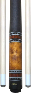 ASKA A1 Pool Cue Stick, Brown Stained Birdseye Maple Butt, Index Rings, Irish Linen Wrap, Two Quick Release Joint Shafts, 12.75mm Tip, 19-Ounce, A1BRN