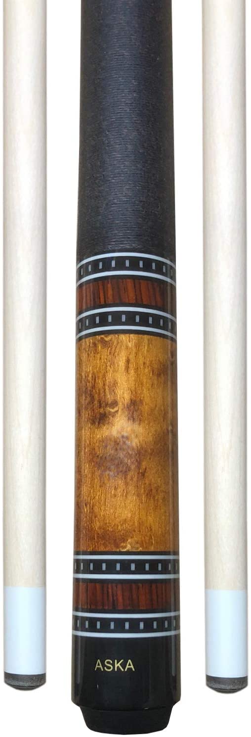 ASKA A1 Pool Cue Stick, Brown Stained Birdseye Maple Butt, Index Rings, Irish Linen Wrap, Two Quick Release Joint Shafts, 12.75mm Tip, 19-Ounce, A1BRN