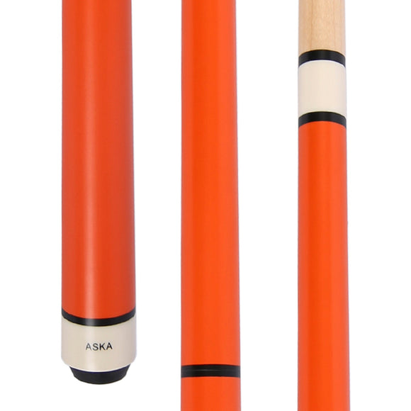 25-Ounce Heavy Hit Matte Orange Jump Break Cue Stick Aska JBC, Jump/Break Cue. 14-mm Tip, Hard Rock Canadian Maple Shaft