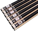 Set of 6 Aska Cards and Dice Billiard Pool Cues, Mixed Weights