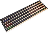 ASKA Set of 5 Pool Cue Sticks 58", Hard Rock Canadian Maple, 13mm Hard Glued On Tip, Mixed Weights and Colors, L22S5