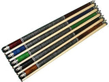 ASKA Set of 5 L9 Pool Cue Sticks 58", 2-Piece Construction, 5/16x18 Joint, Hard Rock Canadian Maple, 13mm Hard Glued On Tip, Mixed Weights and Colors, L9S5