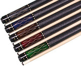 ASKA Set of 5 Pool Cue Sticks 58", Hard Rock Canadian Maple, 13mm Hard Glued On Tip, Mixed Weights and Colors, L22S5